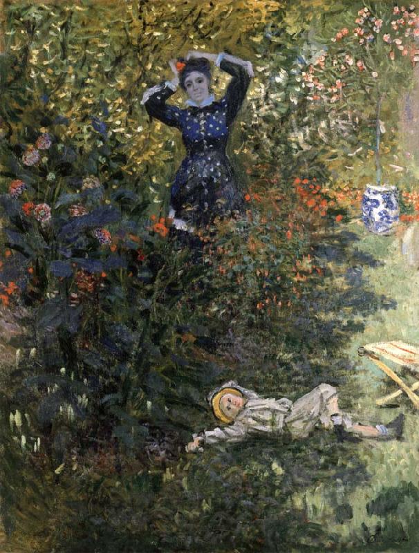 Claude Monet Camille and Jean Monet in the Garden at Argenteuil Sweden oil painting art
